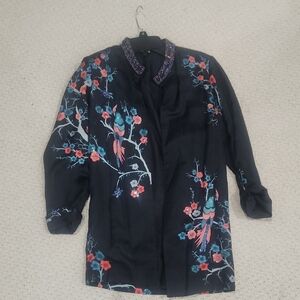 Bella Tu Embroidered Navy Floral Women's Jacket